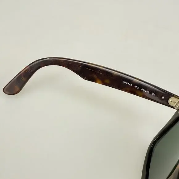 Ray-Ban Sunglasses Wayfarer RB2140 902 Handmade in Italy G15 Tortoise SCRATCHED